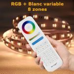 Contrôleur tactile radio fréquence 8 zones pour rubans Led RGB + blanc variable