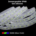 ruban led rgbw blanc froid IP68 gel silicone