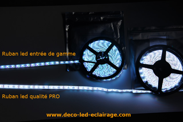 Comparaison de la qualité des rubans leds deco led eclairage en blanc