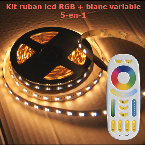 kit ruban led rgb blanc variable