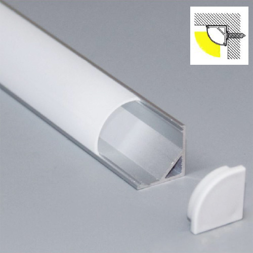 Profilé Aluminium LED 45° - 50 Cm Avec Couvercle Transparent - Pour Bande LED 12 Mm - Éclairage Indirect Salon, Cuisine, Meuble