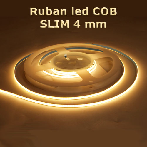 Ruban LED COB 12V de 480 LED au mètre blanc Chaud de 5 Mètres en IP20