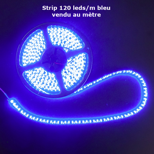 strip led 120 leds metre bleu vendu au metre