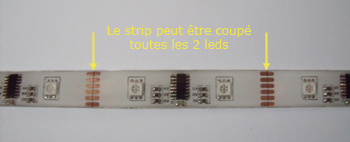 Le strip led arc en ciel peut être coupé toutes les 2 leds
